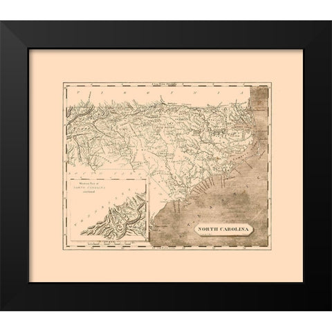 North Carolina - Lewis 1805  Black Modern Wood Framed Art Print by Lewis