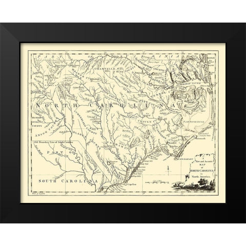 North Carolina -1779 Black Modern Wood Framed Art Print by Unknown