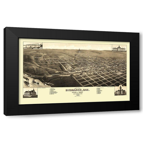 Bismarck North Dakota - Stoner 1883 Black Modern Wood Framed Art Print by Stoner