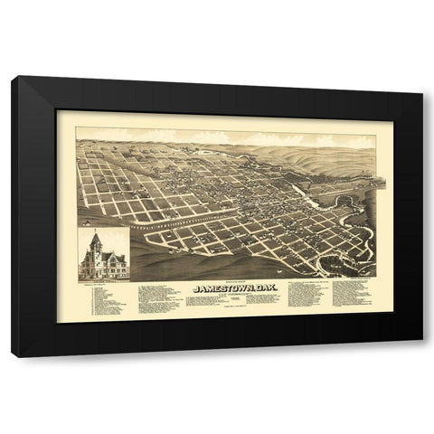 Jamestown North Dakota - Stoner 1883 Black Modern Wood Framed Art Print with Double Matting by Stoner