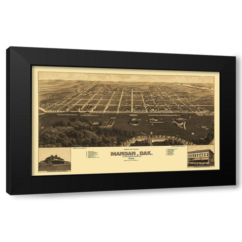 Mandan North Dakota - Stoner 1883 Black Modern Wood Framed Art Print with Double Matting by Stoner