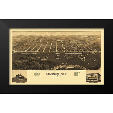 Mandan North Dakota - Stoner 1883 Black Modern Wood Framed Art Print by Stoner