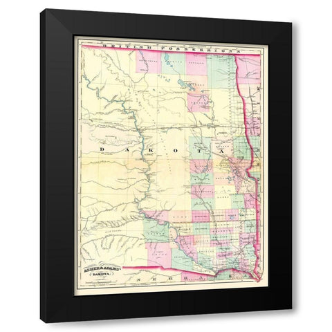Dakota Territory - Asher  1874 Black Modern Wood Framed Art Print by Asher