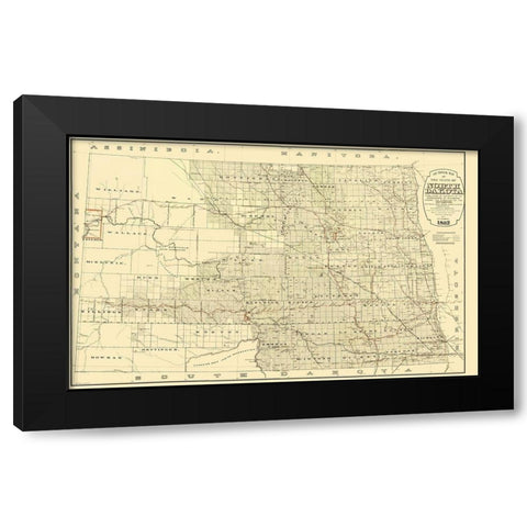North Dakota Railroads - Higbee 1892 Black Modern Wood Framed Art Print with Double Matting by Higbee