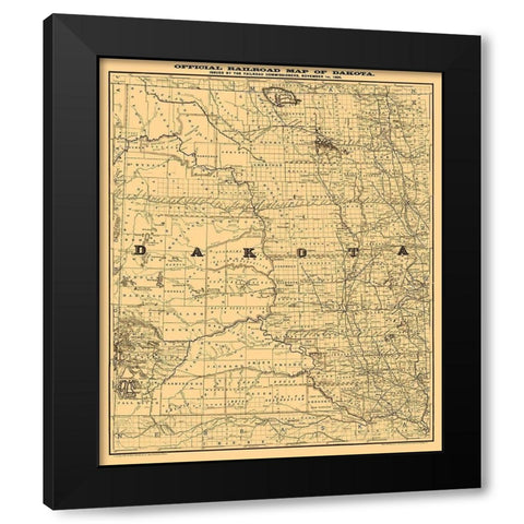 North Dakota South Dakota -Rand McNally 1886  Black Modern Wood Framed Art Print by Rand McNally