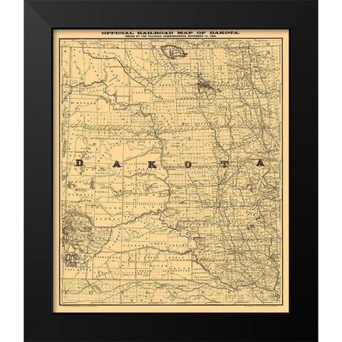 North Dakota South Dakota -Rand McNally 1886  Black Modern Wood Framed Art Print by Rand McNally