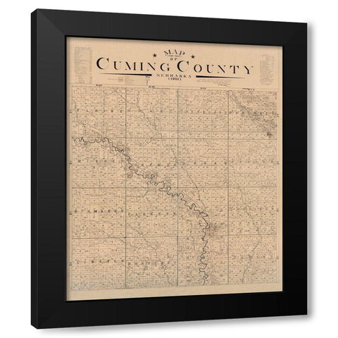 Cuming County Nebraska - Heller 1901  Black Modern Wood Framed Art Print by Heller
