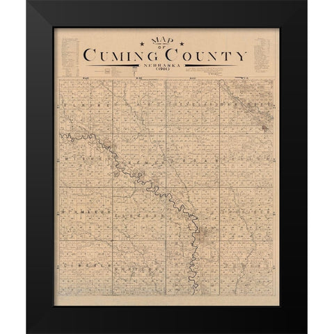 Cuming County Nebraska - Heller 1901  Black Modern Wood Framed Art Print by Heller