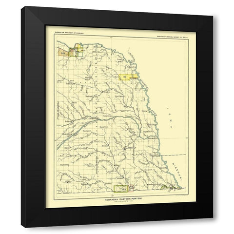 Eastern Nebraska - Hoen 1896 Black Modern Wood Framed Art Print with Double Matting by Hoen