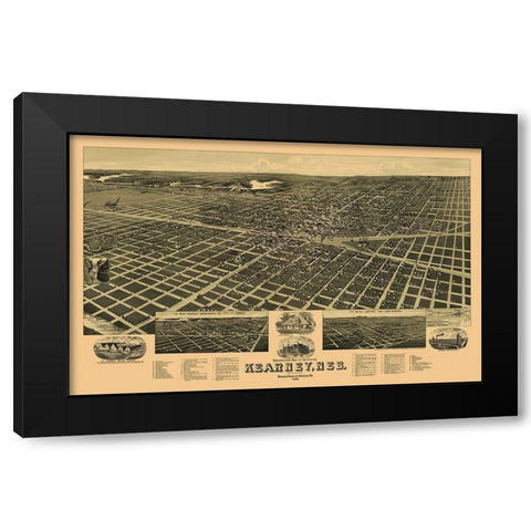 Kearney Nebraska - American Pub Co 1889 Black Modern Wood Framed Art Print by American Pub Co