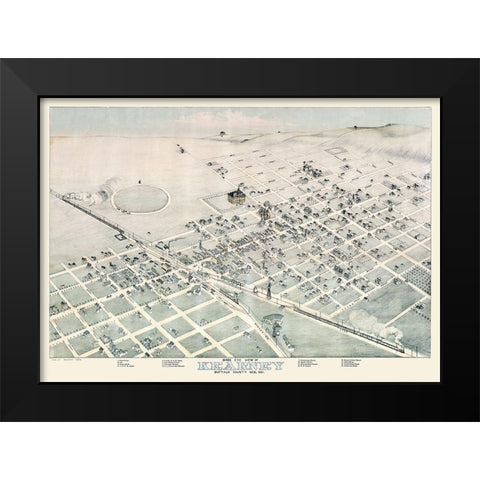 Kearney Nebraska - Koch 1881  Black Modern Wood Framed Art Print by Koch