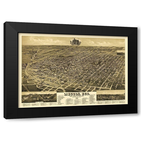 Lincoln Nebraska - American Pub Co 1889 Black Modern Wood Framed Art Print with Double Matting by American Pub Co