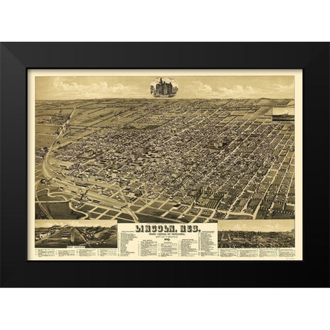 Lincoln Nebraska - American Pub Co 1889 Black Modern Wood Framed Art Print by American Pub Co