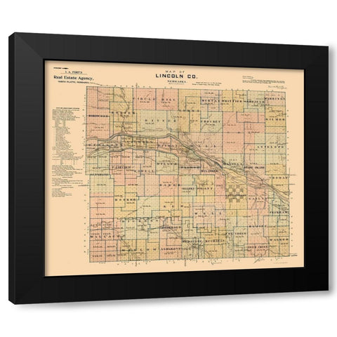 Lincoln County Nebraska - Fort 1894  Black Modern Wood Framed Art Print by Fort