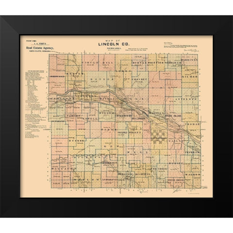 Lincoln County Nebraska - Fort 1894  Black Modern Wood Framed Art Print by Fort