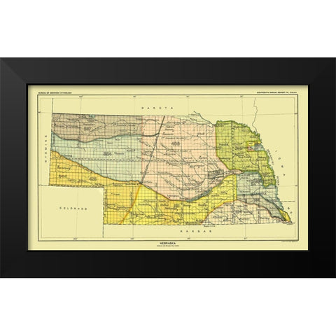 Nebraska - Hoen 1896 Black Modern Wood Framed Art Print by Hoen