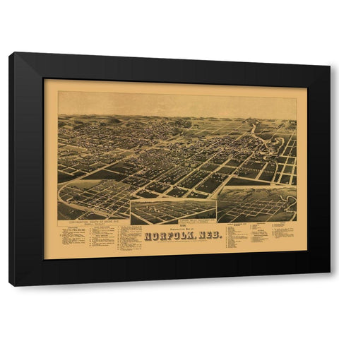 Norfolk Nebraska - American Pub Co 1889 Black Modern Wood Framed Art Print with Double Matting by American Pub Co