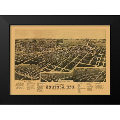 Norfolk Nebraska - American Pub Co 1889 Black Modern Wood Framed Art Print by American Pub Co