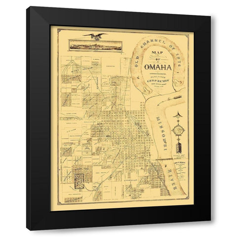 Omaha Nebraska - Bemis 1876 Black Modern Wood Framed Art Print with Double Matting by Bemis