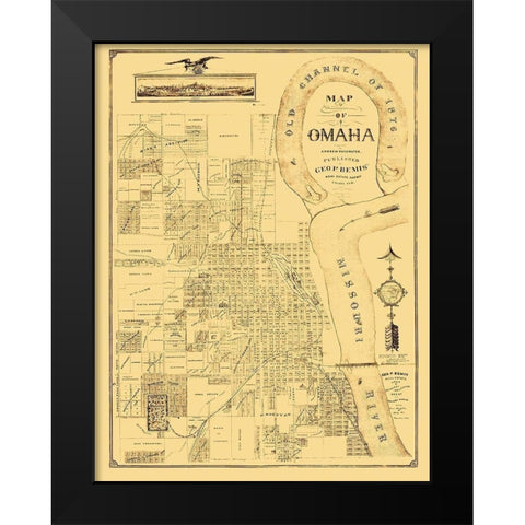 Omaha Nebraska - Bemis 1876 Black Modern Wood Framed Art Print by Bemis