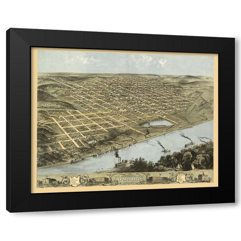 Omaha Nebraska - Ruger 1868 Black Modern Wood Framed Art Print with Double Matting by Ruger