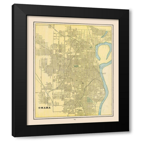 Omaha  Nebraska - Cram 1892 Black Modern Wood Framed Art Print with Double Matting by Cram