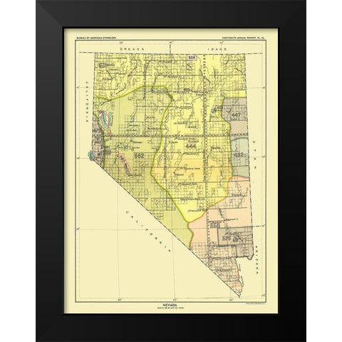 Nevada - Pyramid Lake - Hoen 1896 Black Modern Wood Framed Art Print by Hoen