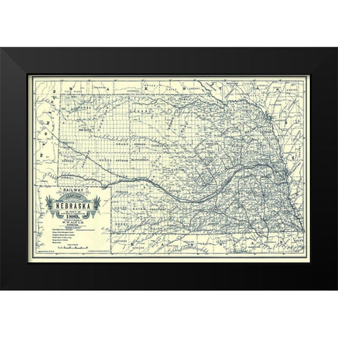Nebraska Railway - Alt 1889 Black Modern Wood Framed Art Print by Alt