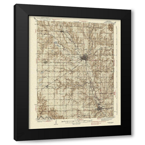 Seward Nebraska Quad - USGS 1939 Black Modern Wood Framed Art Print by USGS