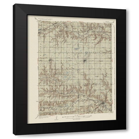 Utica Nebraska Quad - USGS 1934 Black Modern Wood Framed Art Print with Double Matting by USGS