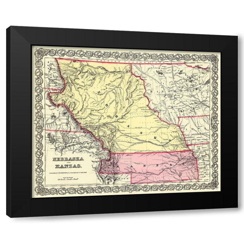 Nebraska - 1855 Black Modern Wood Framed Art Print by Colton