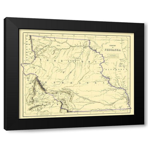 Nebraska Territory - Rogers 1857 Black Modern Wood Framed Art Print by Rogers