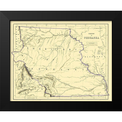 Nebraska Territory - Rogers 1857 Black Modern Wood Framed Art Print by Rogers