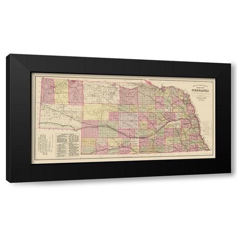Nebraska - Everts 1885 Black Modern Wood Framed Art Print by Everts