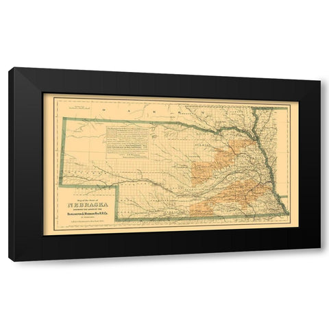 Burlington and Missouri River Railroad  1876 Black Modern Wood Framed Art Print by Colton