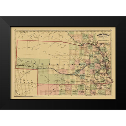 Nebraska - Asher  1874 Black Modern Wood Framed Art Print by Asher