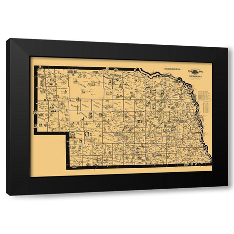 Nebraska Railroads - McEwen 1897 Black Modern Wood Framed Art Print with Double Matting by McEwen