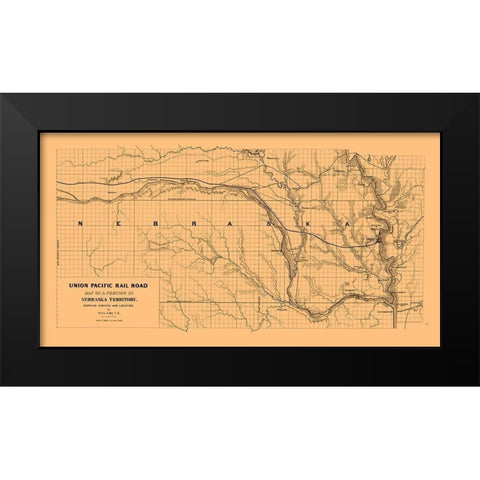 Union Pacific Railroad, Nebraska Territory 1865 Black Modern Wood Framed Art Print by Dey