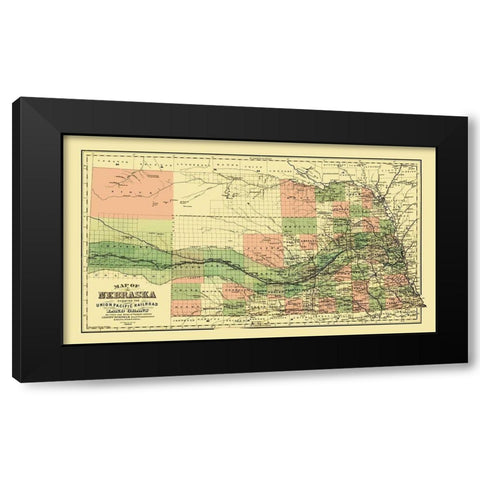 Union Pacific Railroad Land Grant - Page 1880 Black Modern Wood Framed Art Print with Double Matting by Page