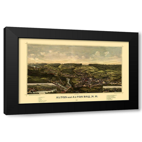 Alton Alton Falls New Hampshire - Norris 1888  Black Modern Wood Framed Art Print by Norris