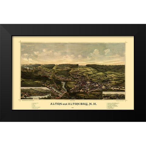 Alton Alton Falls New Hampshire - Norris 1888  Black Modern Wood Framed Art Print by Norris
