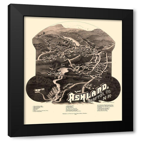 Ashland New Hampshire - Norris 1883  Black Modern Wood Framed Art Print with Double Matting by Norris