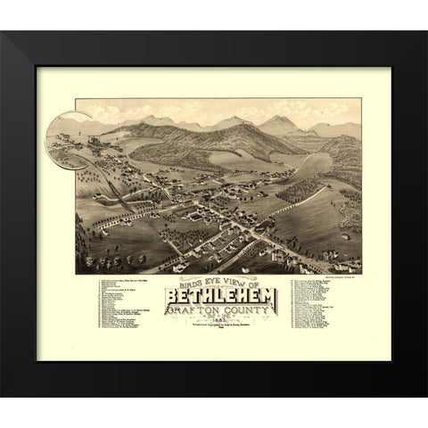 Bethlehem New Hampshire - Norris 1883  Black Modern Wood Framed Art Print by Norris