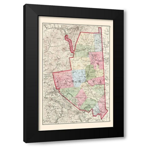 Carroll New Hampshire - Walling 1877 Black Modern Wood Framed Art Print with Double Matting by Walling