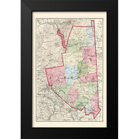 Carroll New Hampshire - Walling 1877 Black Modern Wood Framed Art Print by Walling