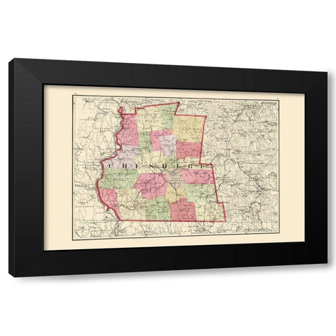 Cheshire New Hampshire - Walling 1877 Black Modern Wood Framed Art Print with Double Matting by Walling