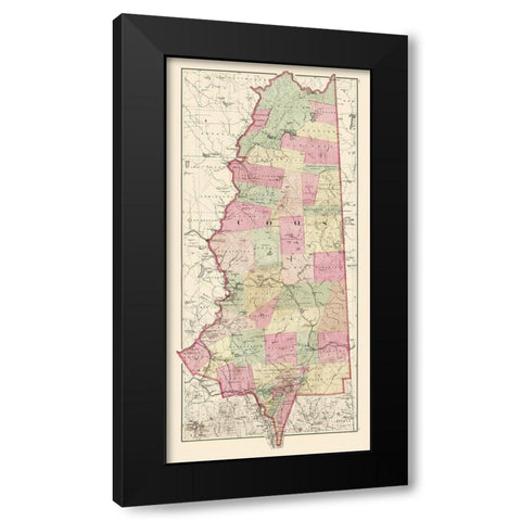 Coos New Hampshire - Walling 1877 Black Modern Wood Framed Art Print by Walling