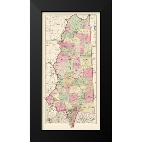Coos New Hampshire - Walling 1877 Black Modern Wood Framed Art Print by Walling