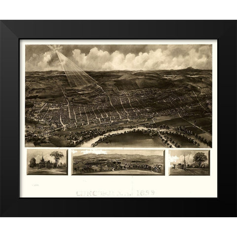 Concord New Hampshire - Poole 1899  Black Modern Wood Framed Art Print by Poole