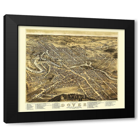 Dover New Hampshire - Brenner 1877 Black Modern Wood Framed Art Print with Double Matting by Brenner